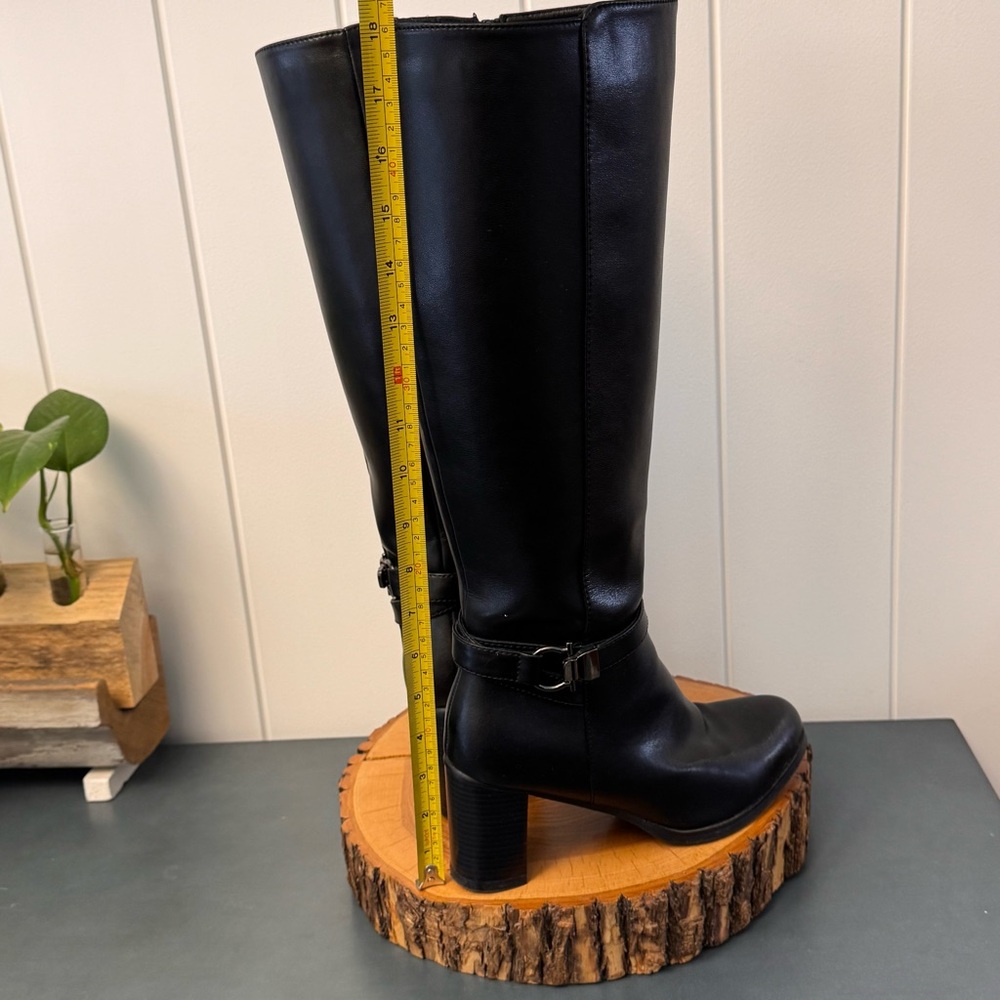 Classic Tall Black Water Resistant Riding Boots by Aqua Diva, Synthetic size 38M - Picture 5 of 8